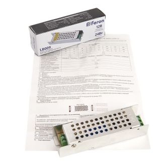 Трансформатор электронный для светодиодной ленты 24W 12V (драйвер), LB009 FERON, 48006