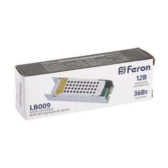 Трансформатор электронный для светодиодной ленты 36W 12V (драйвер), LB009 FERON, 48007