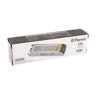 Трансформатор электронный для светодиодной ленты 60W 12V (драйвер), LB009 FERON, 48008