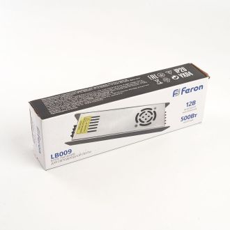 Трансформатор электронный для светодиодной ленты 500W 12V (драйвер), LB009 FERON, 48009