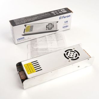 Трансформатор электронный для светодиодной ленты 500W 12V (драйвер), LB009 FERON, 48009