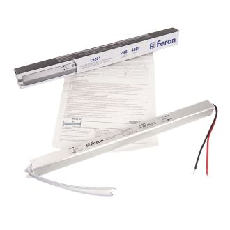 Трансформатор электронный для светодиодной ленты 48W 24V ( ультратонкий драйвер), LB001, Feron, 48013