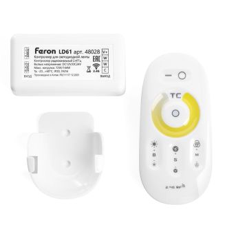 Контроллер CCT для мультибелой светодиодной ленты с П/У белый, 12-24V, LD61, Feron, 48028
