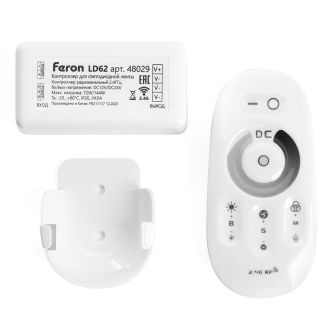 Контроллер диммер для светодиодной ленты с П/У белый, 12-24V, LD62, Feron, 48029