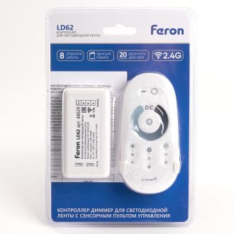 Контроллер диммер для светодиодной ленты с П/У белый, 12-24V, LD62, Feron, 48029