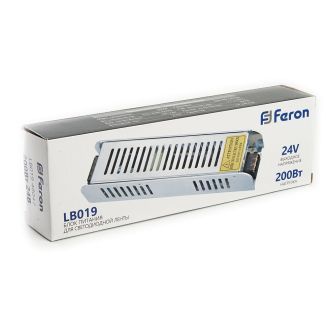 Трансформатор электронный для светодиодной ленты 200W 24V (драйвер), LB019, Feron, 48047