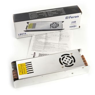 Трансформатор электронный для светодиодной ленты 500W 24V (драйвер), LB019, Feron, 48049