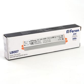 Трансформатор электронный для светодиодной ленты 40W 24V (драйвер), LB007, Feron, 48055