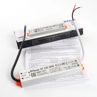 Трансформатор электронный для светодиодной ленты 40W 24V (драйвер), LB007, Feron, 48055