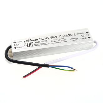 Трансформатор электронный для светодиодной ленты 60W 12V IP67 (драйвер), LB007 FERON, 48056