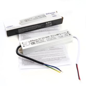 Трансформатор электронный для светодиодной ленты 60W 12V IP67 (драйвер), LB007 FERON, 48056