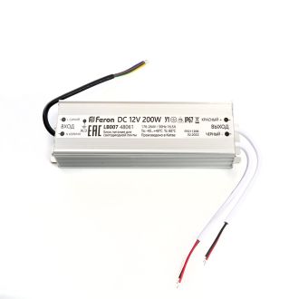 Трансформатор электронный для светодиодной ленты 200W 12V IP67 (драйвер), LB007 FERON, 48061