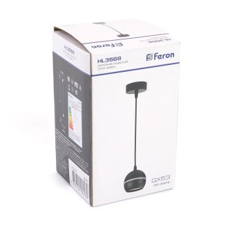Светильник потолочный Feron HL3568 на подвесе GX53 15W 230V, черный 90*80, 48090