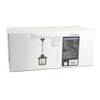Светильник садово-парковый Feron PL555 на цепочке 60W E27 230V, черный, 48335
