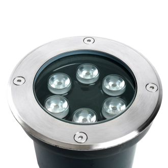 Светодиодный светильник тротуарный (грунтовый) Feron SP2802, 6W, AC/DC12-24V, низковольтный, 4000К, металлик, D120*H90mm, вн.диаметр: 90m, IP67, 48346