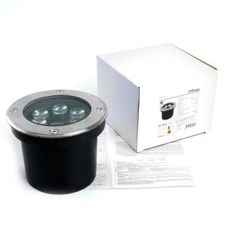 Светодиодный светильник тротуарный (грунтовый) Feron SP2802, 6W, AC/DC12-24V, низковольтный, 4000К, металлик, D120*H90mm, вн.диаметр: 90m, IP67, 48346