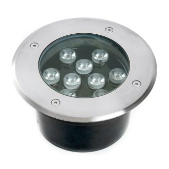 Светодиодный светильник тротуарный (грунтовый) Feron SP2803,10W, AC/DC12V, низковольтный, 4000К, металлик, D160*H90mm, вн.диаметр: 110mm, IP67, 48347