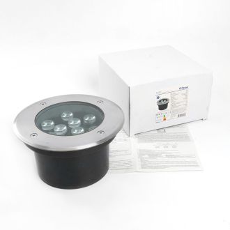 Светодиодный светильник тротуарный (грунтовый) Feron SP2803,10W, AC/DC12V, низковольтный, 4000К, металлик, D160*H90mm, вн.диаметр: 110mm, IP67, 48347