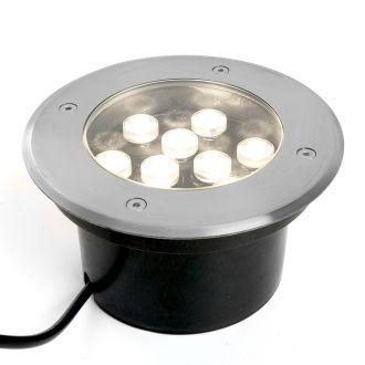 Светодиодный светильник тротуарный (грунтовый) Feron SP2803,10W, AC/DC12V, низковольтный, 4000К, металлик, D160*H90mm, вн.диаметр: 110mm, IP67, 48347