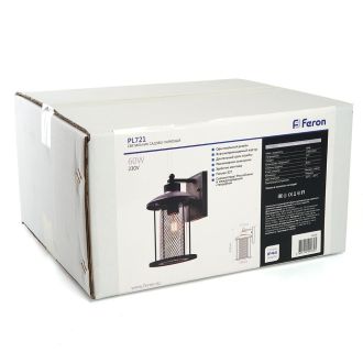 Светильник садово-парковый Feron PL721 на стену вниз 60W E27 230V, черный, 48388
