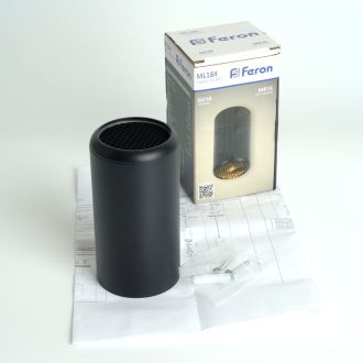 Светильник потолочный Feron ML184 Barrel ECHO MR16 GU10 35W 230V, черный, с антибликовой сеточкой, 48392
