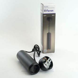 Светильник потолочный Feron ML1841 Barrel ECHO levitation MR16 35W, 230V, GU10, чёрный, с антибликовой сеточкой, на подвесе 1,2 м, 48394
