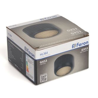 Светильник потолочный Feron HL364 Barrel ECHO 12W, 230V, GX53, чёрный, с антибликовой сеточкой, 48398