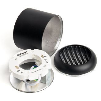Светильник потолочный Feron HL365 Barrel ECHO 12W, 230V, GX53, чёрный, с антибликовой сеточкой, 48400