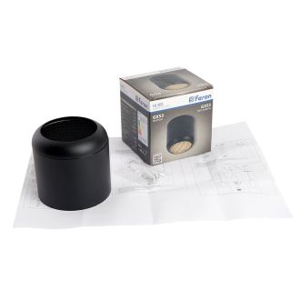 Светильник потолочный Feron HL365 Barrel ECHO 12W, 230V, GX53, чёрный, с антибликовой сеточкой, 48400