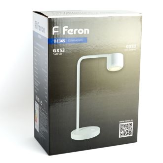 Светильник под лампу настольный Feron DE365 ECHO 12W, 230V, GX53, белый, с антибликовой сеточкой, 48405
