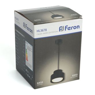 Светильник потолочный Feron HL3678 Barrel AURA levitation 12W, 230V, GX53, чёрный, на подвесе 1,7 м, 48409