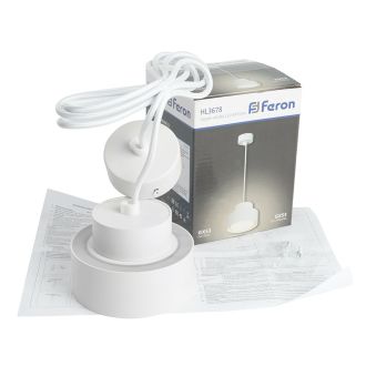 Светильник потолочный Feron HL3678 Barrel AURA levitation 12W, 230V, GX53, белый, на подвесе 1,7 м, 48410
