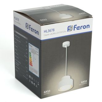 Светильник потолочный Feron HL3678 Barrel AURA levitation 12W, 230V, GX53, белый, на подвесе 1,7 м, 48410