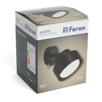 Светильник HL3670 AURA 12W, 230V, GX53, чёрный, Feron, 48412