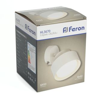 Светильник HL3670 AURA 12W, 230V, GX53, белый, Feron, 48413
