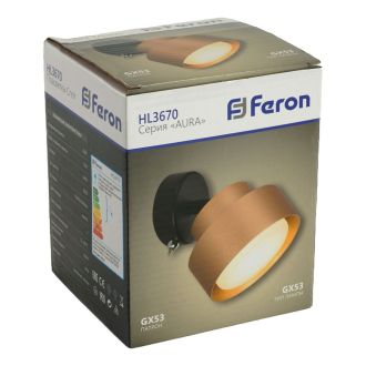 Светильник настенный HL3670 AURA 12W, 230V, GX53, золото, Feron, 48414