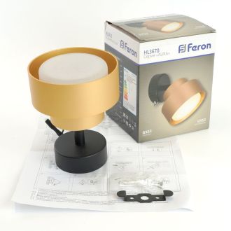 Светильник настенный HL3670 AURA 12W, 230V, GX53, золото, Feron, 48414