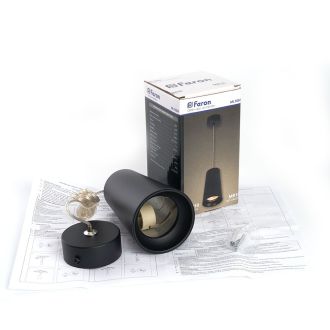 Светильник потолочный Feron ML1858 Barrel BELL levitation на подвесе1,7 м, MR16 35W 230V, черный, 48421