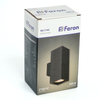 Светильник настенный Feron ML1740 QUAD MR16 35W, 230V, 2*GU10, чёрный IP20, 48427