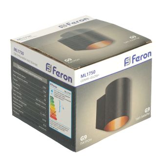 Светильник настенный Feron ML1750 Glow G9,15W, 230V чёрный + золото IP20, 48433