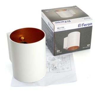 Светильник настенный Feron ML1750 Glow G9,15W, 230V белый + золото IP20, 48434