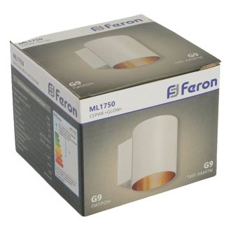 Светильник настенный Feron ML1750 Glow G9,15W, 230V белый + золото IP20, 48434