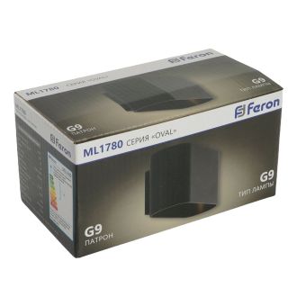Светильник настенный Feron ML1780 Oval MR16 35W, 230V, G9,15W, чёрный IP20, 48435