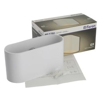Светильник настенный Feron ML1780 Oval MR16 35W, 230V, G9,15W, белый IP20, 48436