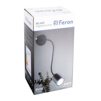 настенный под лампу с выключателем MR16/GU10, 35W, черный, Feron ML400, 48442