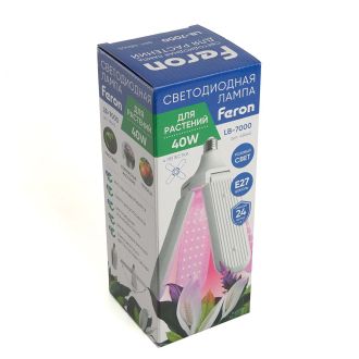 Лампа светодиодная 4-х лепестковая Feron LB-7000 E27 40W 175-265V красно-синий спектр, 48445