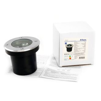 Светодиодный светильник тротуарный (грунтовый) Feron SP2801, 3W, AC/DC12-24V, низковольтный, 3000К, черный, D100*H80mm, вн.диаметр:70m, 48452