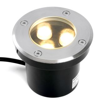 Светодиодный светильник тротуарный (грунтовый) Feron SP2801, 3W, AC/DC12-24V, низковольтный, 3000К, черный, D100*H80mm, вн.диаметр:70m, 48452