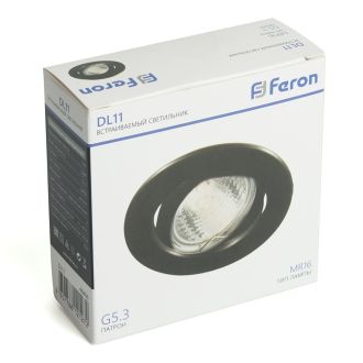 Светильник потолочный встраиваемый Feron DL11 MR16 50W G5.3 чёрный матовый, 48466