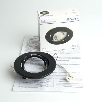 Светильник потолочный встраиваемый Feron DL11 MR16 50W G5.3 чёрный матовый, 48466